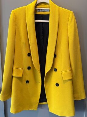 Zara Bright Yellow Double-Breasted Blazer